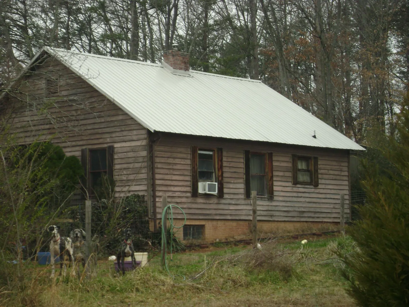 White metal roof on an old wood sided farmhouse, from a Asphalt Shingle Roof Repair job in Loretto